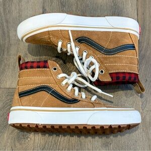Vans Sk-8-Hi MTE Cold Weather High-Top Sneakers Tan with Red Plaid